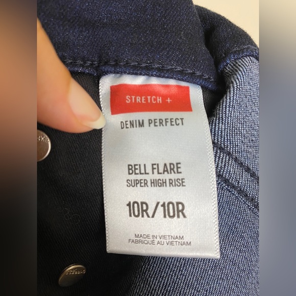 High Waisted Flare Jeans with Flattering Hip Buttons - Picture 5 of 7